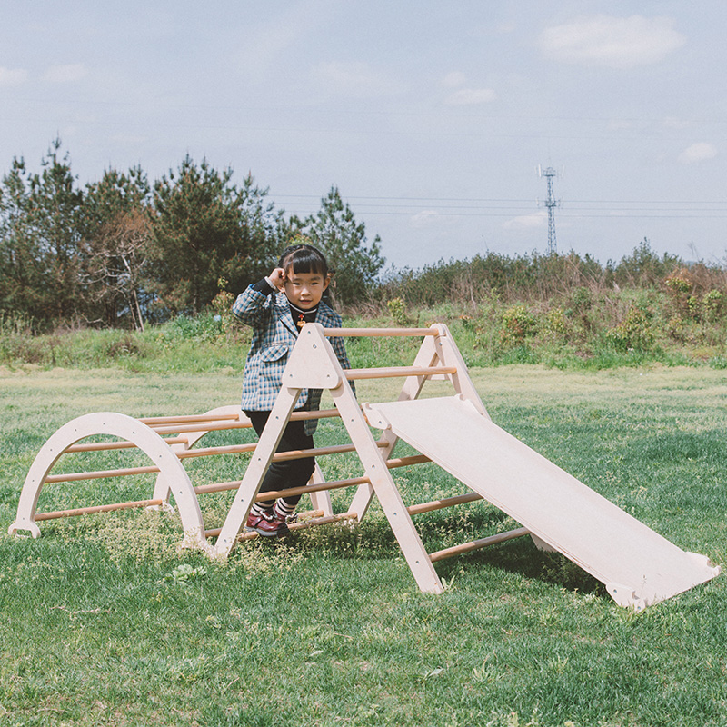 Tongcheng toys Children's Wooden Climbing Frame Montessori Educational Toys Triangle Ramp