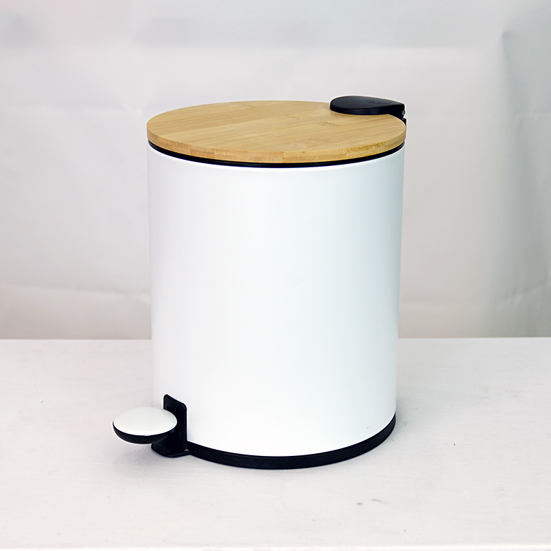 2023 new multi-capacity household foot bin with bamboo lid trash can