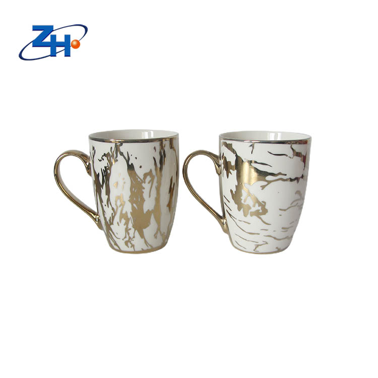 13oz belly shaped coffee mug with electronic gold printing
