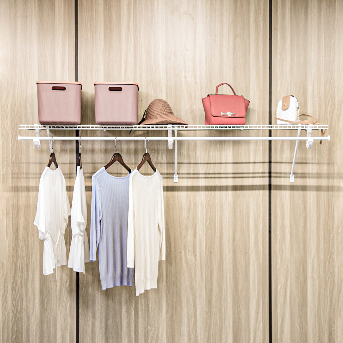FA612R Metal Wire Shelf Closet Wardrobe Organizer