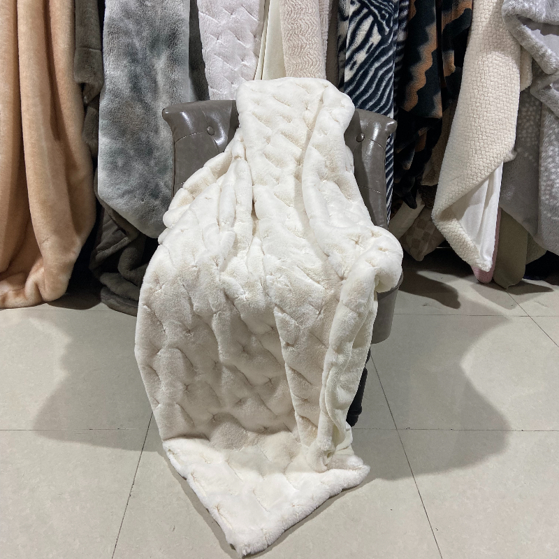 Jacquard rabbit fur blanket