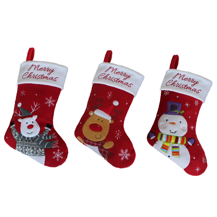 Red christmas stockings with white top