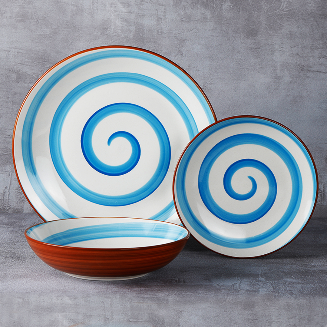 18 pieces handpainted stoneawre dinnerware set