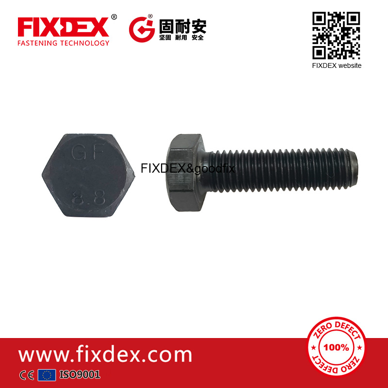 8.8 grade black zinc plated hex bolt