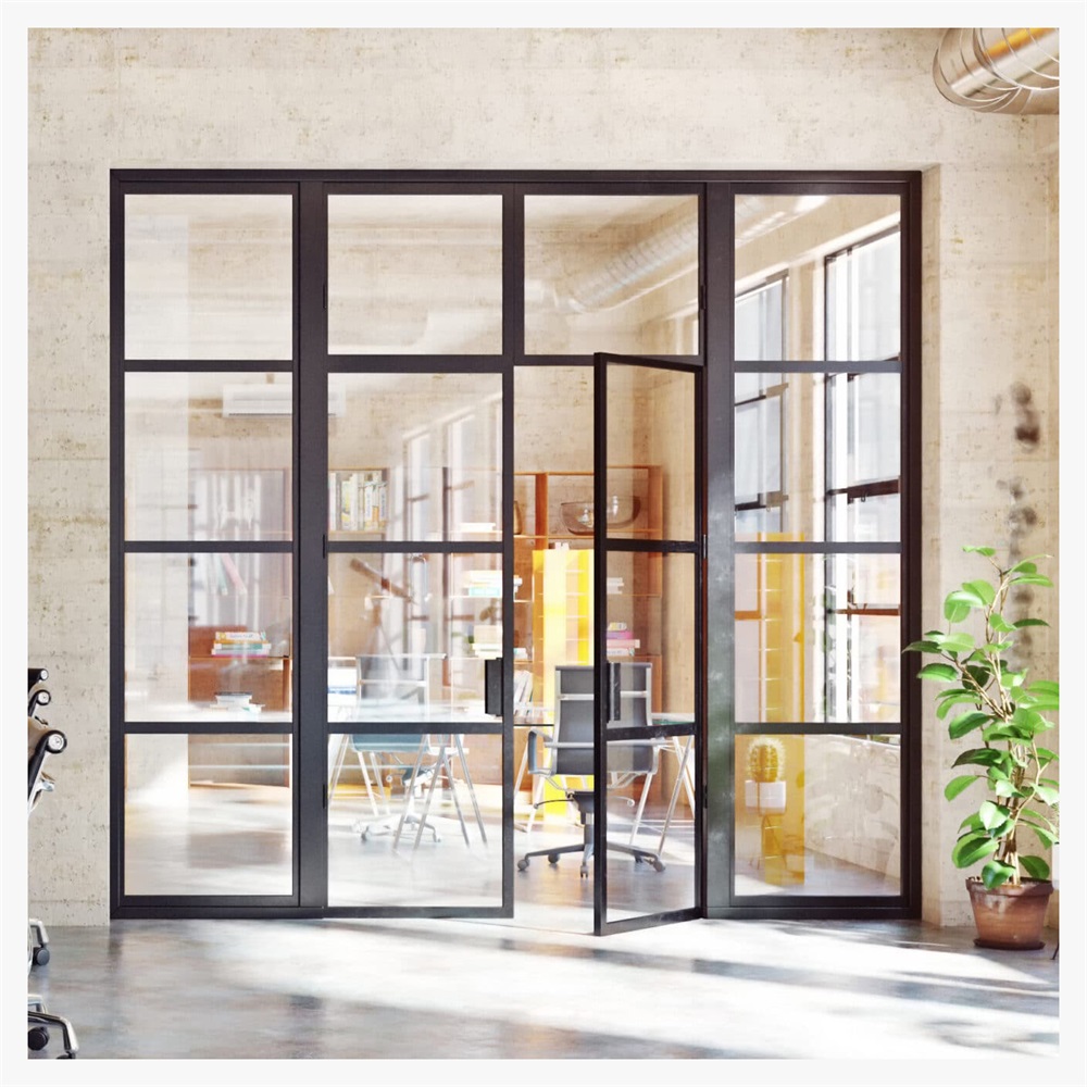 Interior iron glass door and windows with grill