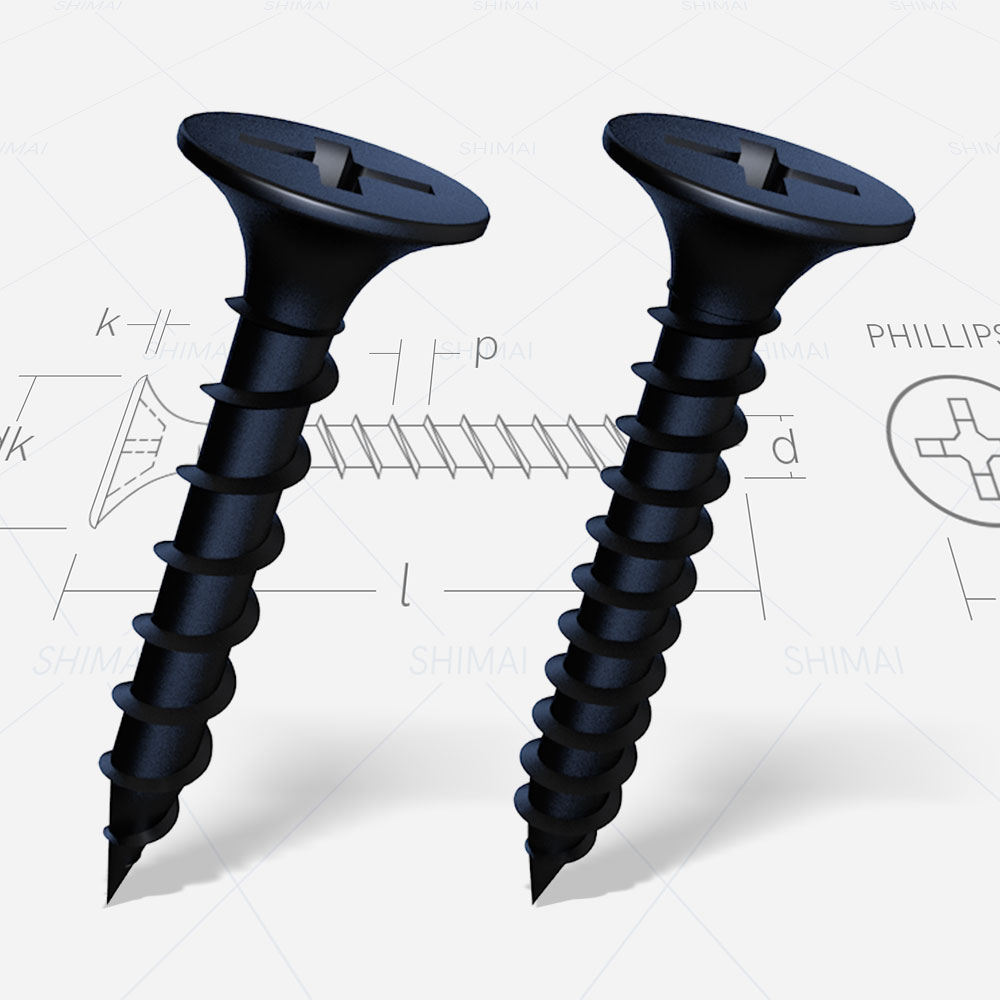Drywall Screw Fine Coarse Thread Black Grey Phosphate Zinc Nickel Plated For Drywall