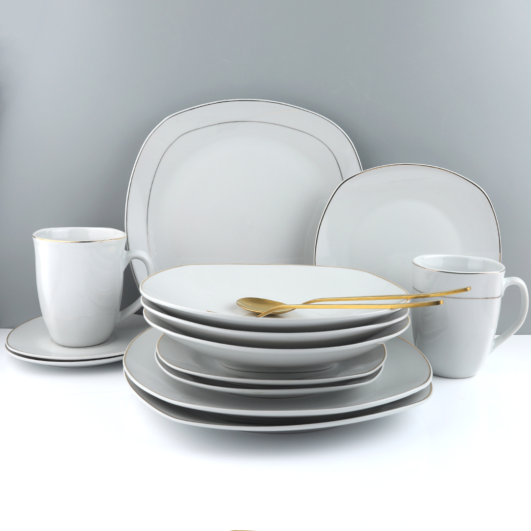 Gold rim porcelain dinner set