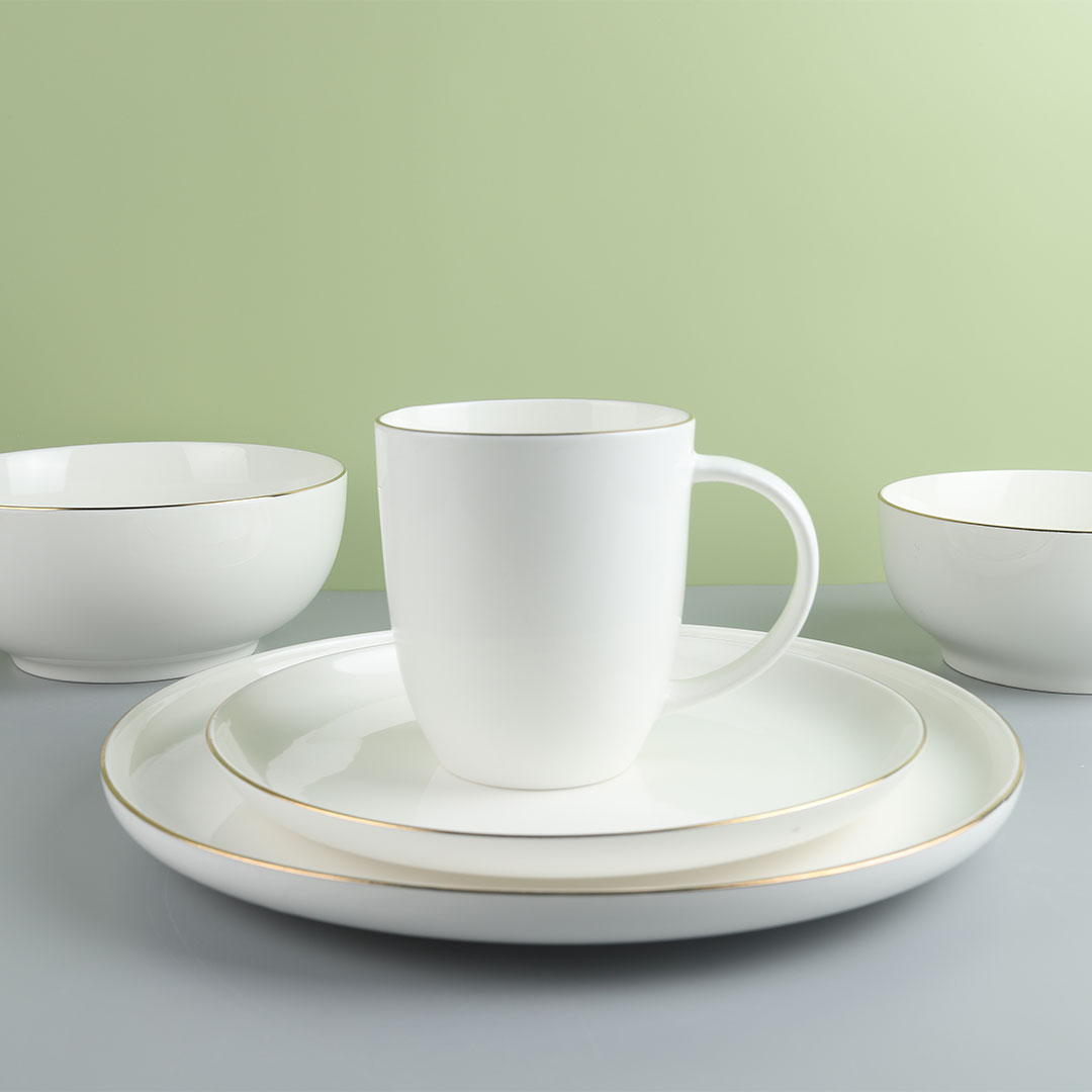Gold rim new bone china dinnerware set