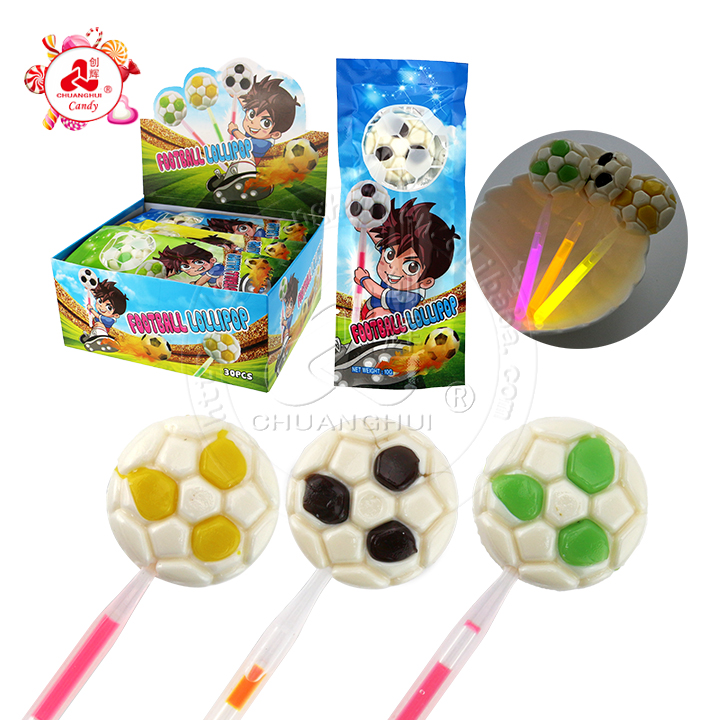 HALAL 3D Football fluorescent lollipop glow neon stick lollipop candy