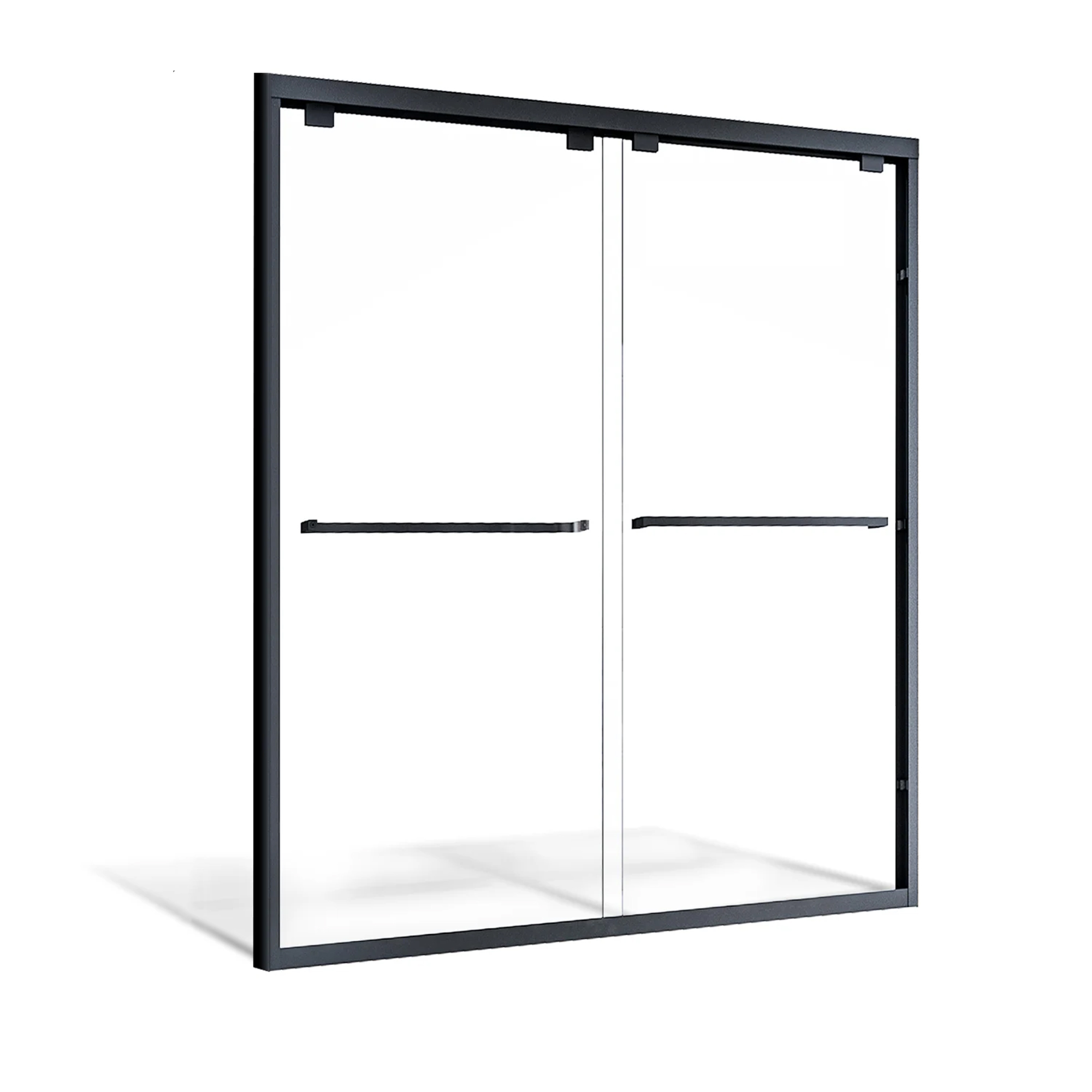 Sally 60X72 Double Sliding Shower Doors Tempered Glass Matt Black Hardware Framed Shower Door