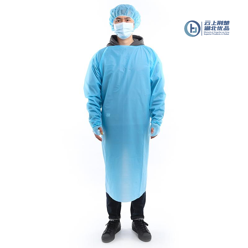 Disposable CPE Isolation Gown With Thumb Loop Level 2 Hospital Gown