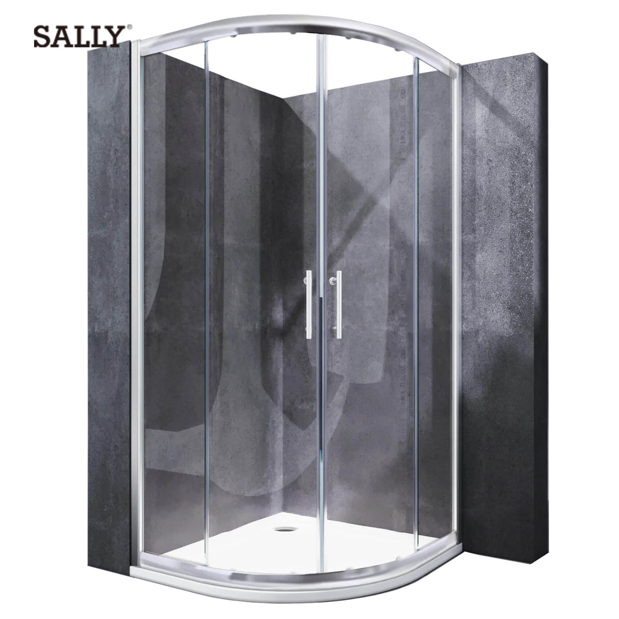 Sally Shower Kit Bathroom Chrome Framed 36 X 36 Inch Round Shower Room Sliding Door Shower Enclosure