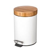 2023 new hot round bamboo lid stainless steel trash can SW6974