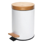 Hot selling household round bamboo lid pedal stainless steel Trash can SW6973