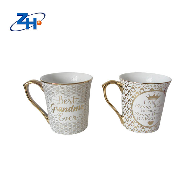 Holiday promotion ceramic electroplated coffee cup mug