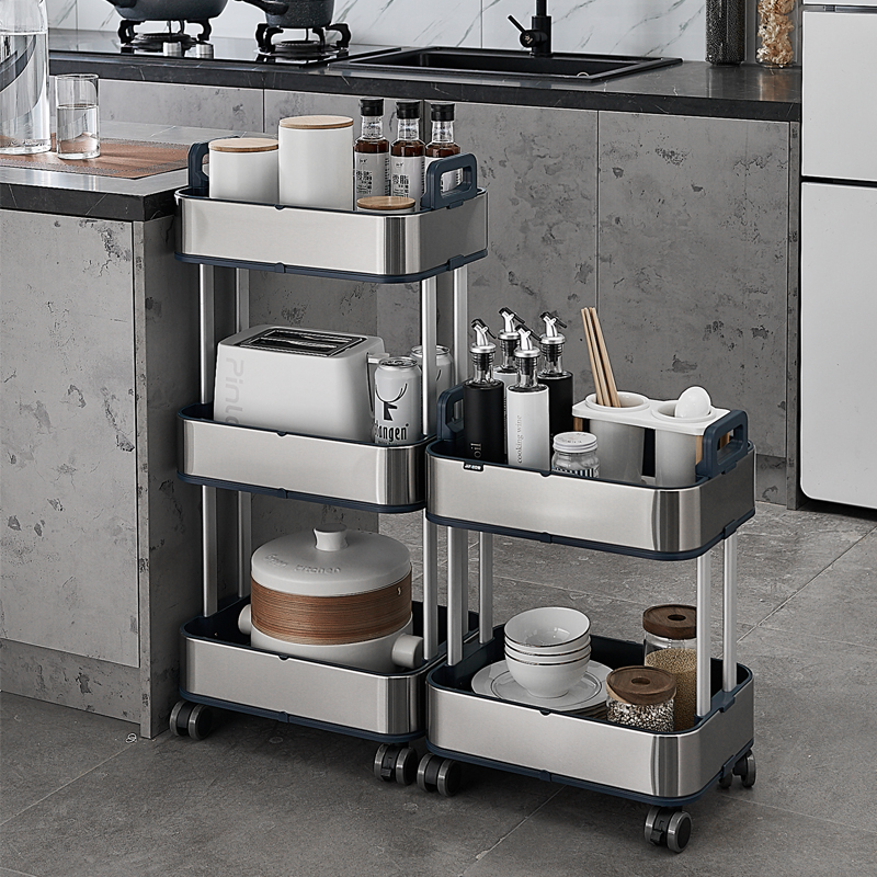 Quality 3 tier stainless steel slim storage cart for kitchen SW9903