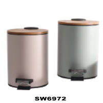 3L5L Multi-color Selection Bathroom Trash Can with Stainless Steel Pedal and Bamboo Lid SW6972