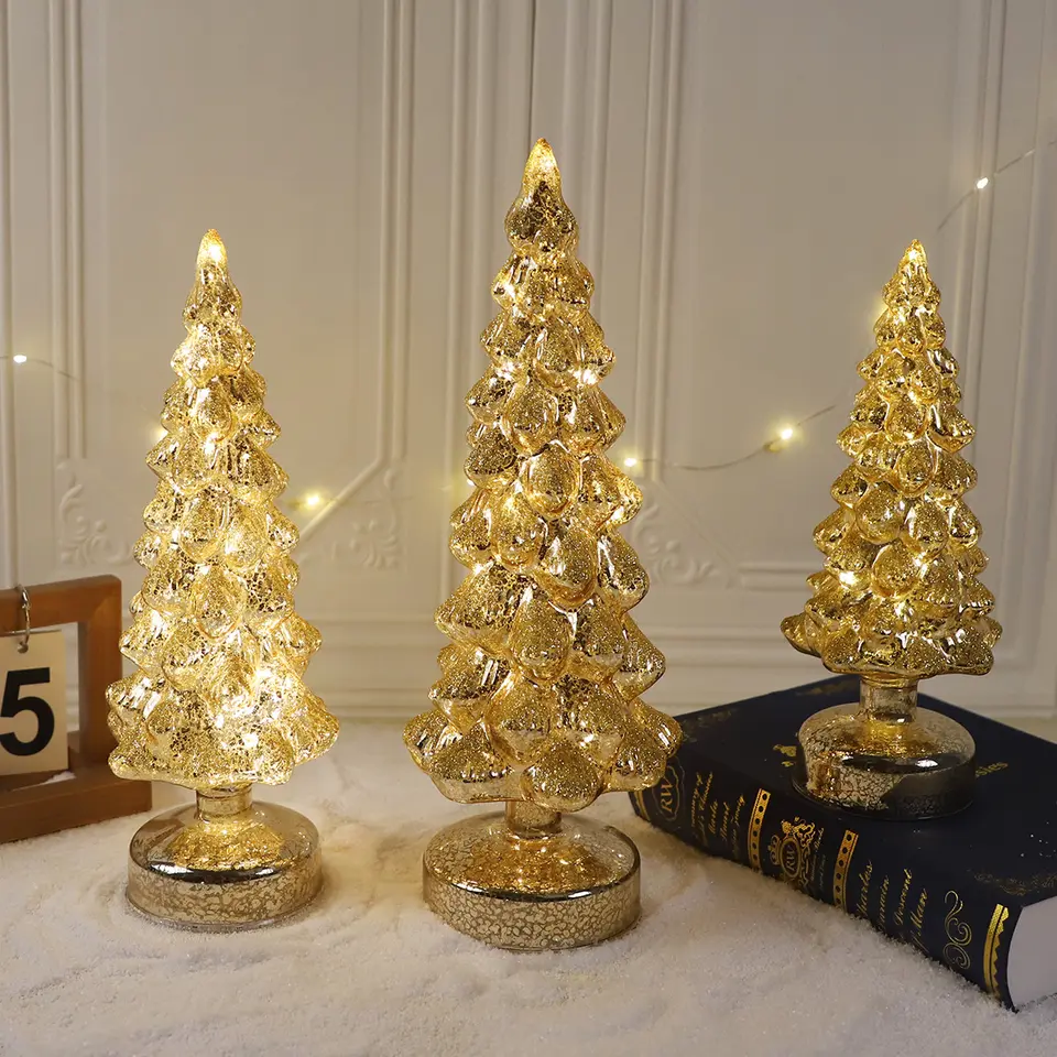 Champagne Glass LED Christmas Tree | Pinecone Pendant | Wholesale Christmas Table Decor