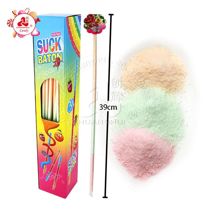 Suck Baton 39cm long stick powder candy 3 flavors sour straw candy