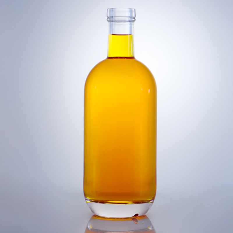 Custom Design Clear Round Rum Glass Bottle 700ml Empty Glass Bottle