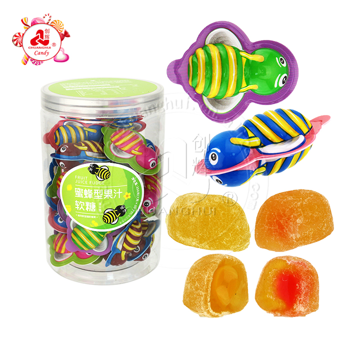 Halal 3D Bee shaped soft gummy candy Jam filled
