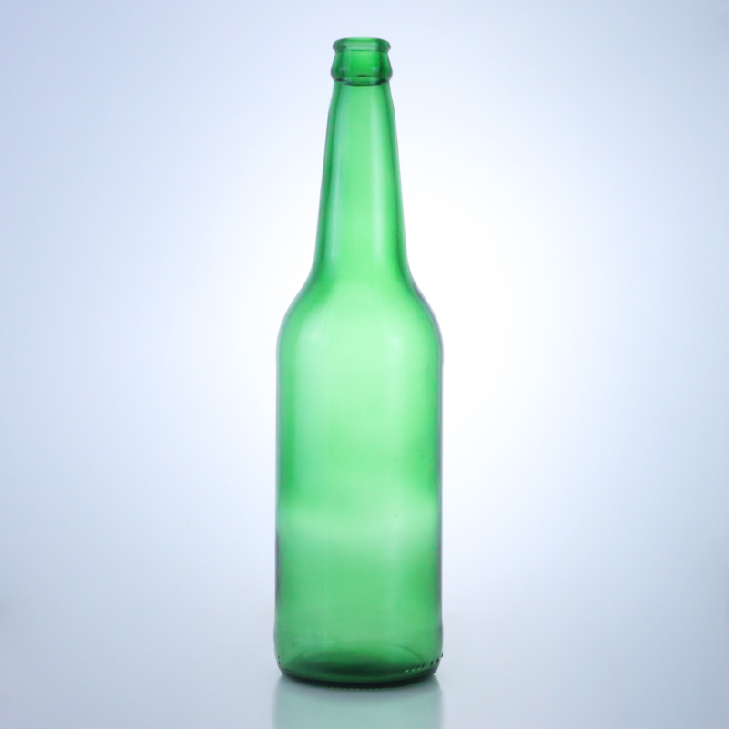 620ml emerald green glass bottle round shapel glass beer bottle with crown cap
