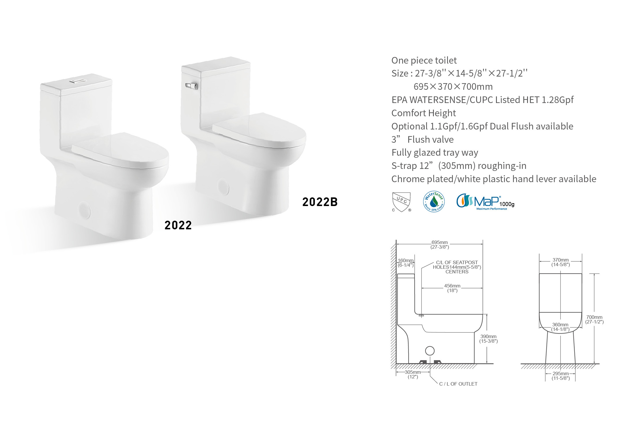 Carnival one piece siphonie toilet with CUPC certificate