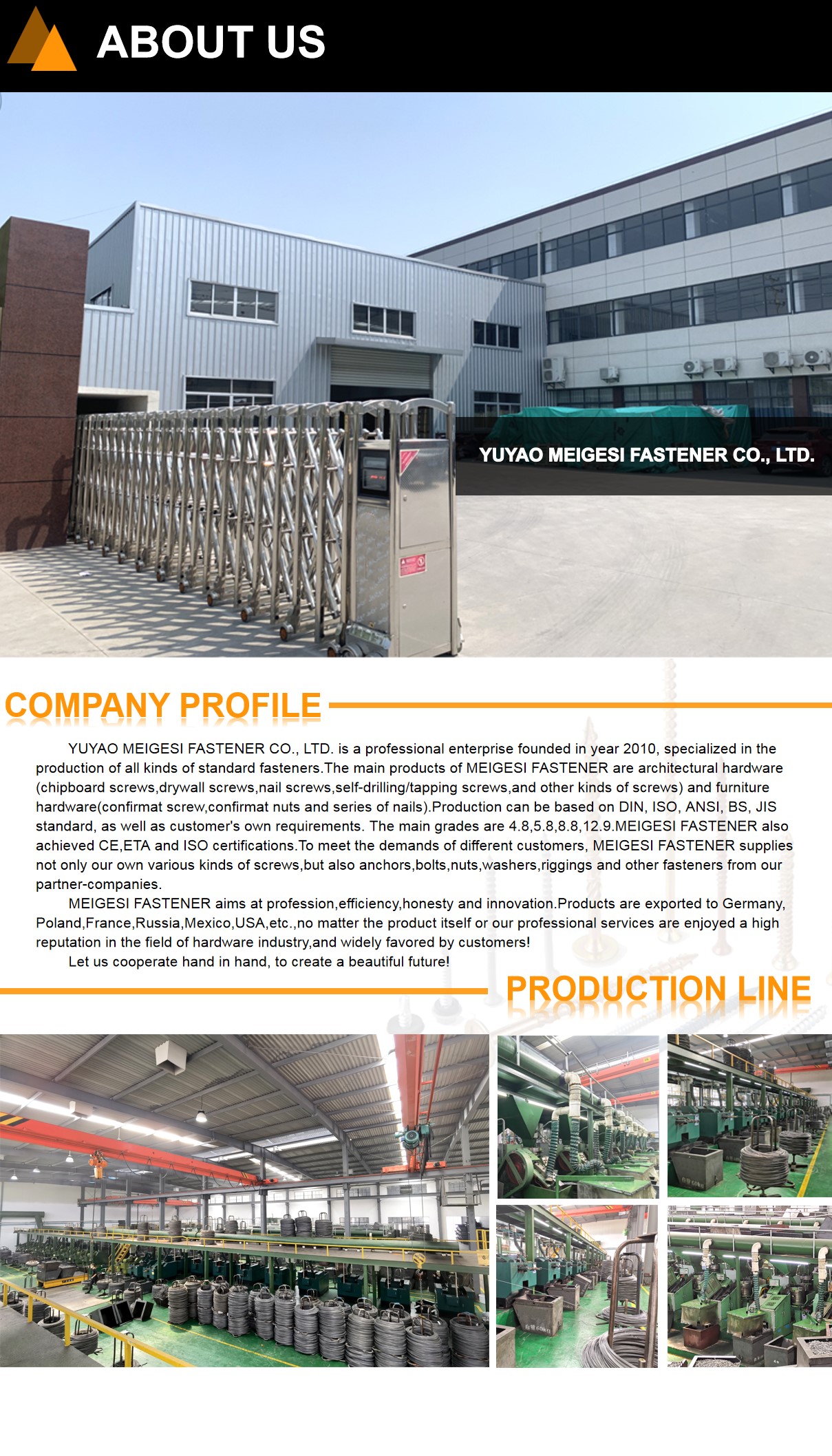 Yuyao Meggus Fasteners Co., Ltd. – tornillo de acero 1