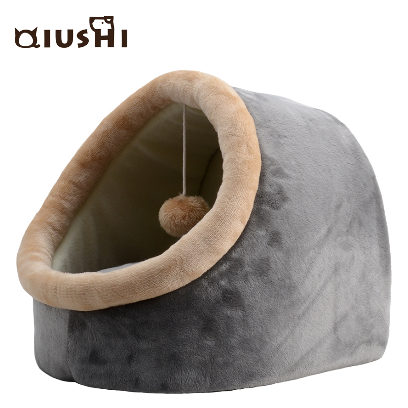 Cat igloo pet house foldable plush pets igloo with pillow for pet travel cat cave