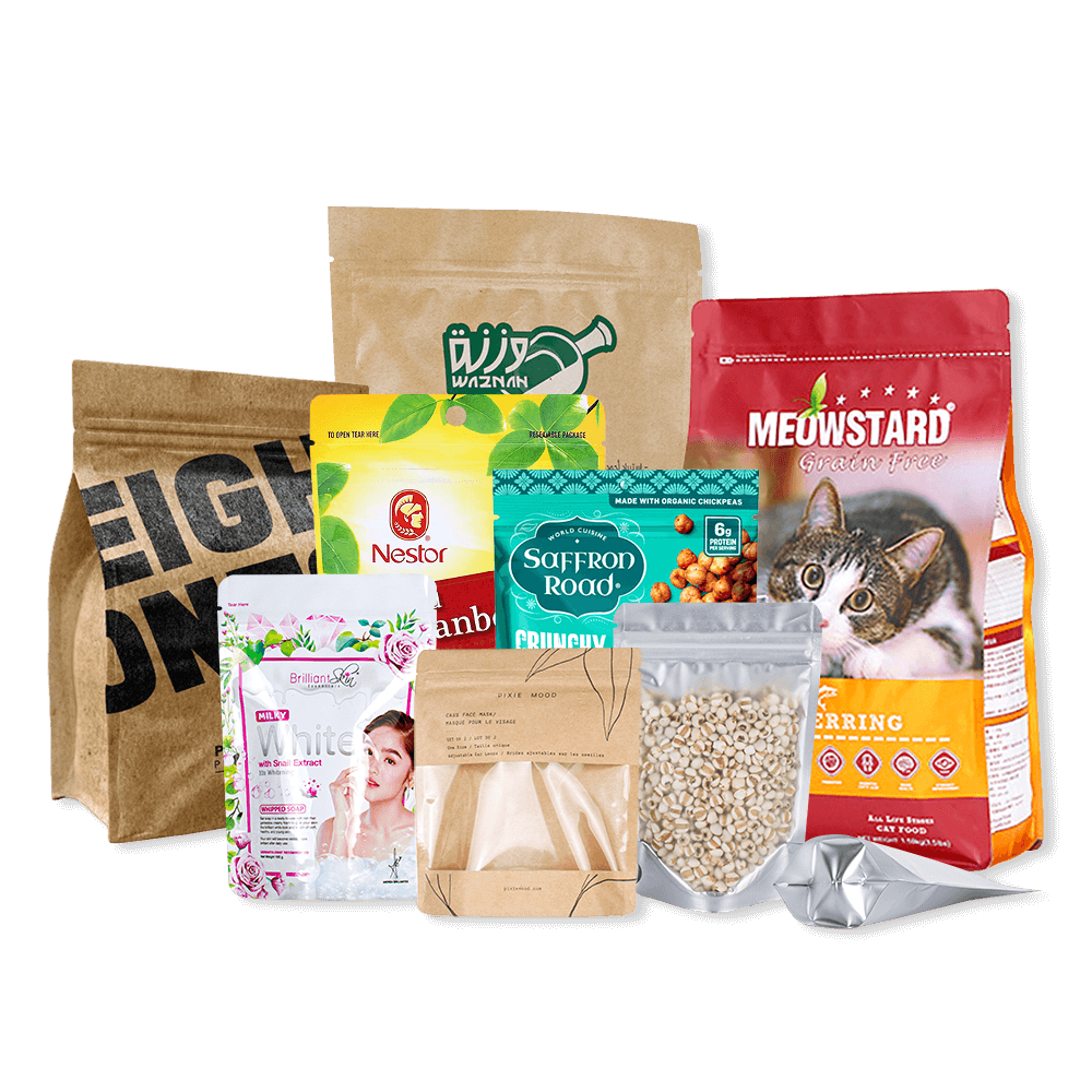 Custom Printed Aluminium Foil Plastic Ziplock Stand Up Pouches Bag with Zipper For Food Packaging
