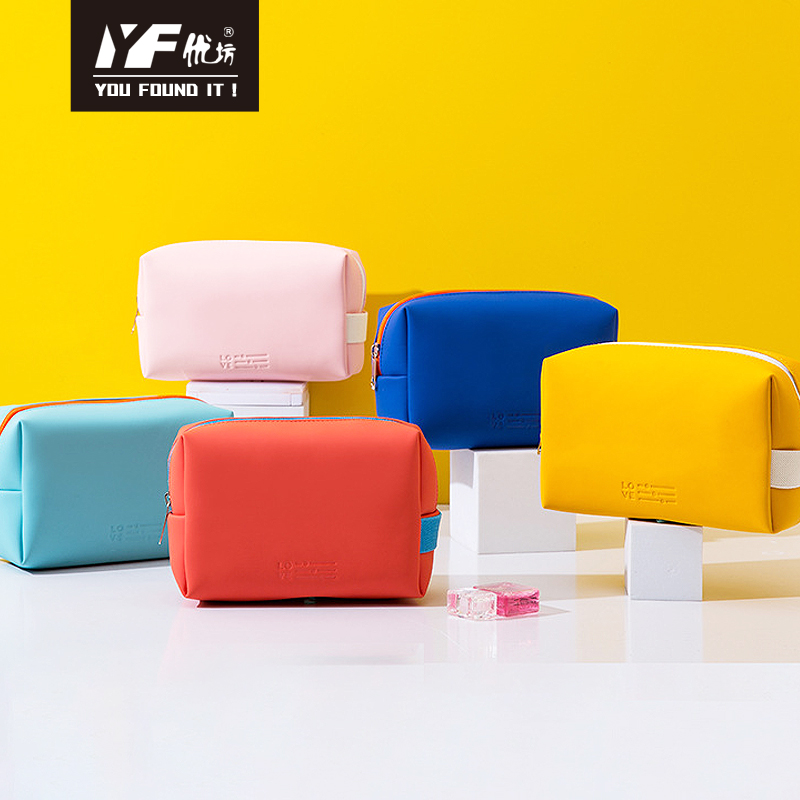 Custom new solid color makeup bag PU portable large capacity cosmetic bag travel makeup bag