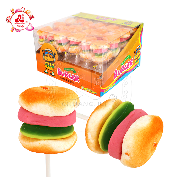 Halal Burger marshmallow fruity hamburg cotton candy lollipop