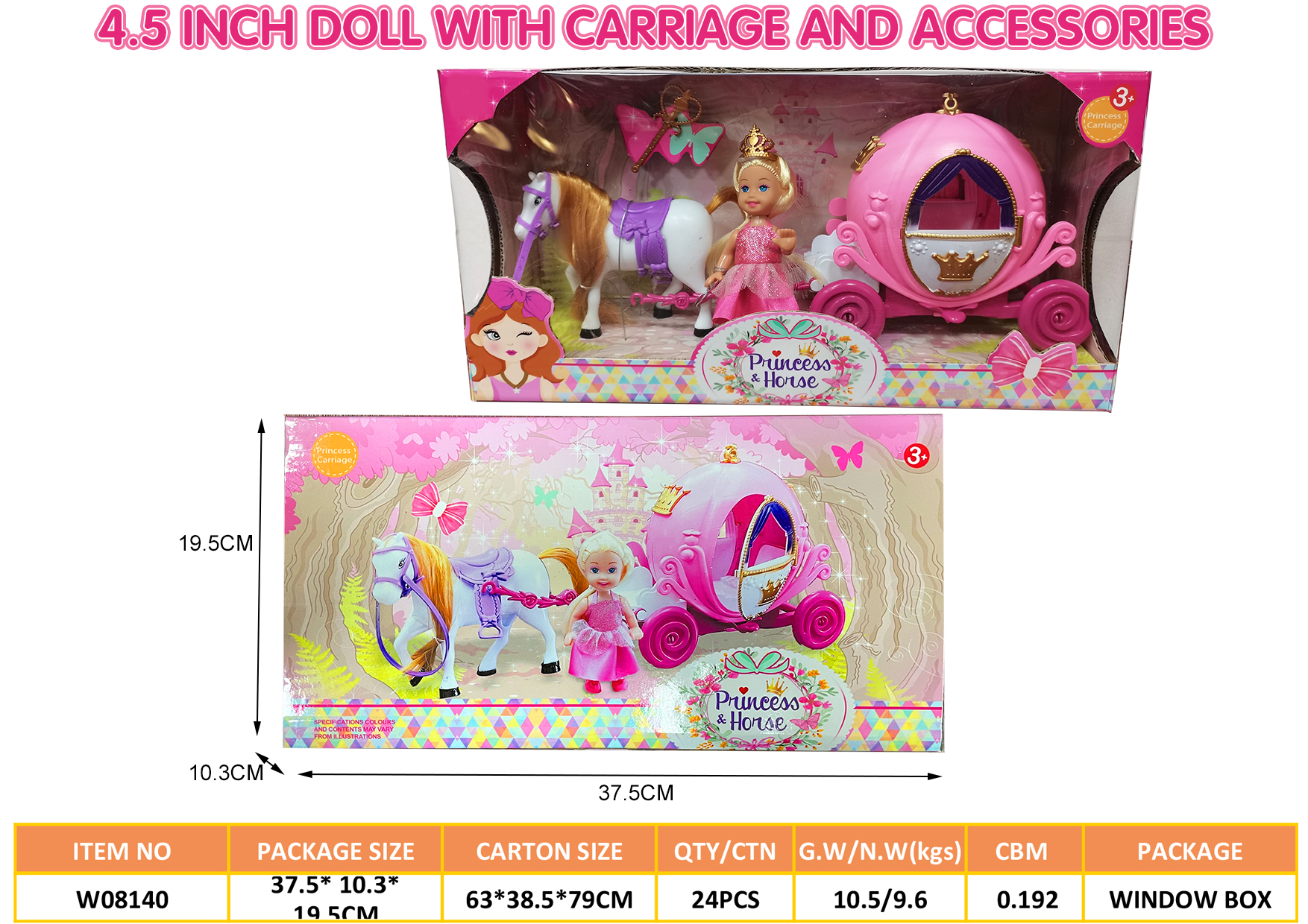 4.5 inch doll with carriage and accessories