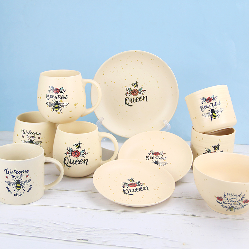 Custom Nordic Stoneware Bee Spot Design Tableware