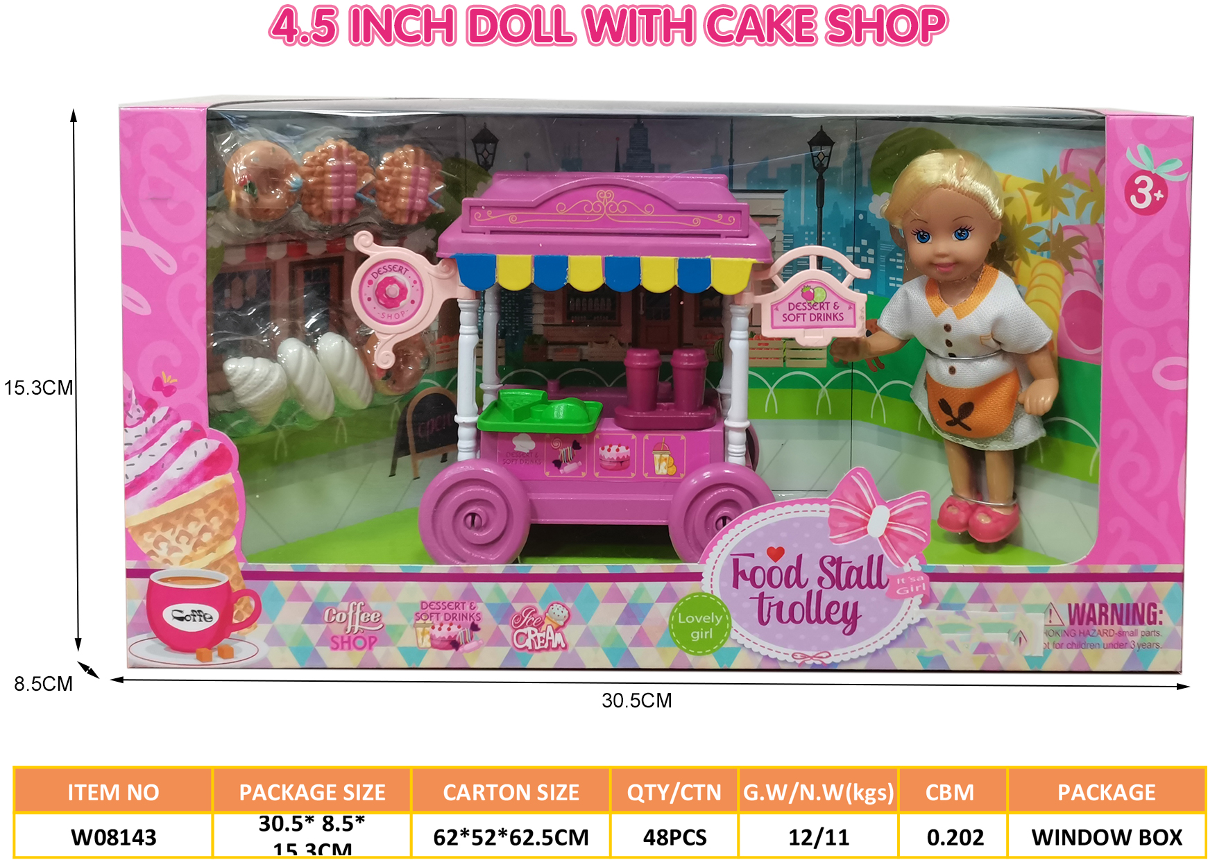 4.5inch doll with cake shop
