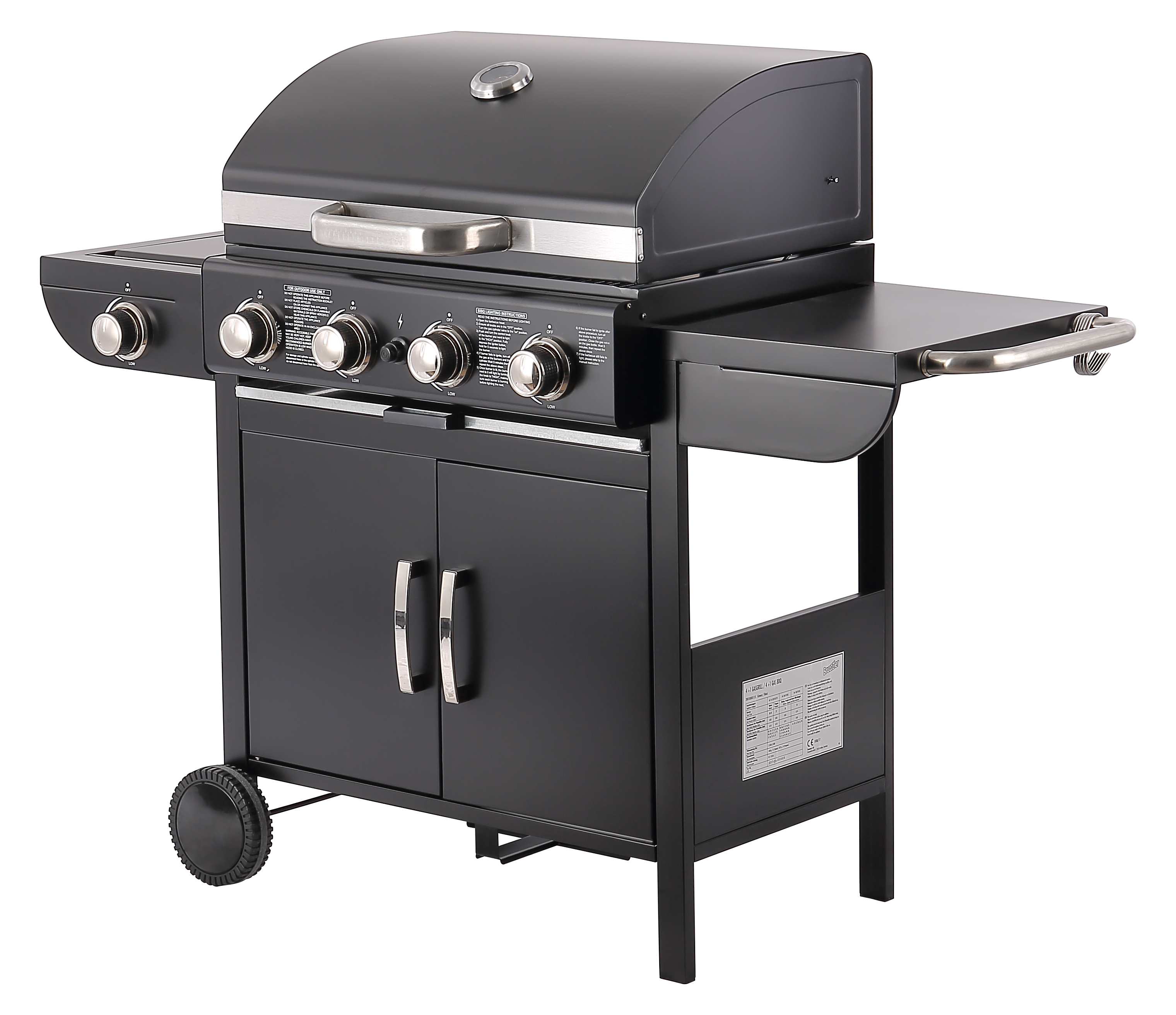 JCT Germany LFGB 4 Burners Gas BBQ Grill with Side Burner