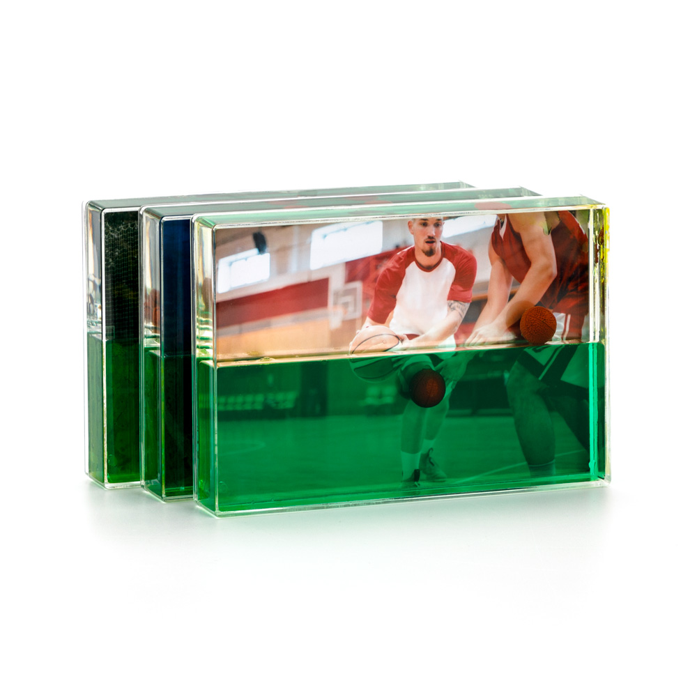 Factory sale acrylic glitter photo frame with liquid transparent glitter water photo frame gift