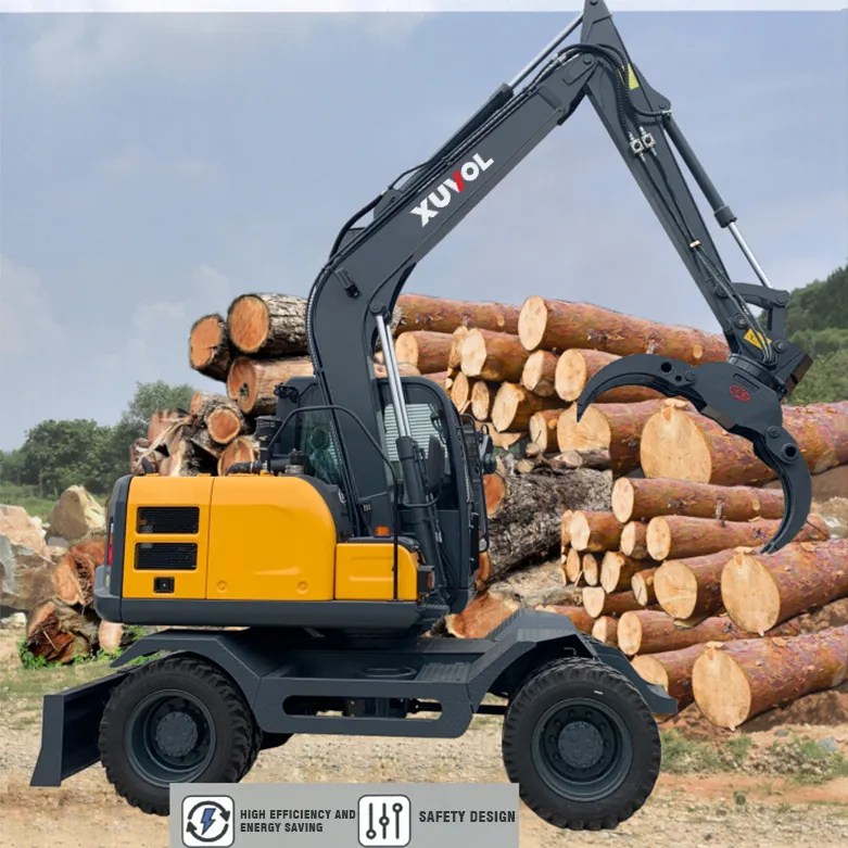 XUVOL XVW-120 5-10 ton Wheel Excavator With Wood Grabbe