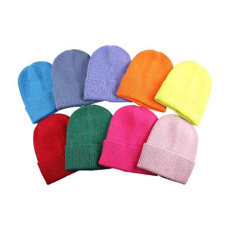 100%acrylic knitted beanie custom logo multi-color optional