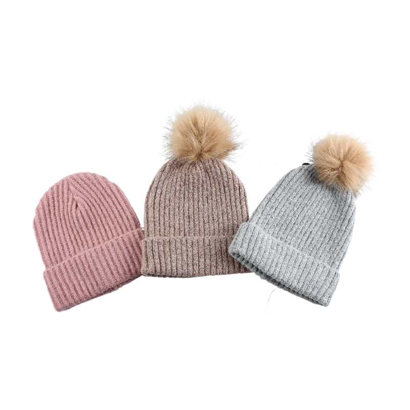 100%acrylic with pompom winter knitted beanie