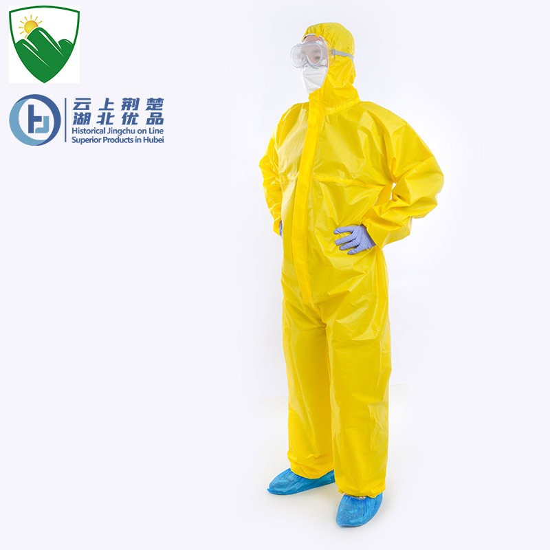 Disposable Polyethylene (PE) Coated Waterproof Coveralls with Hood