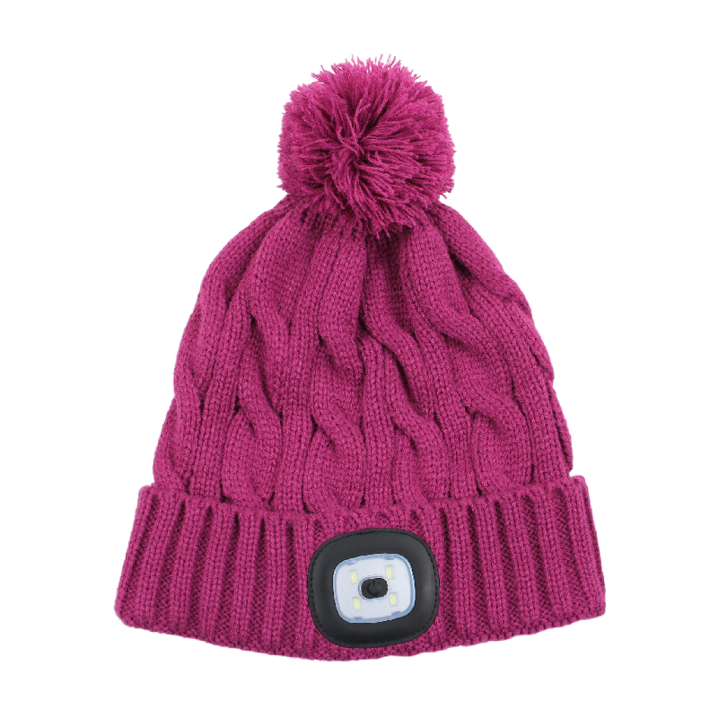 LED knitted beaie winter with pompom