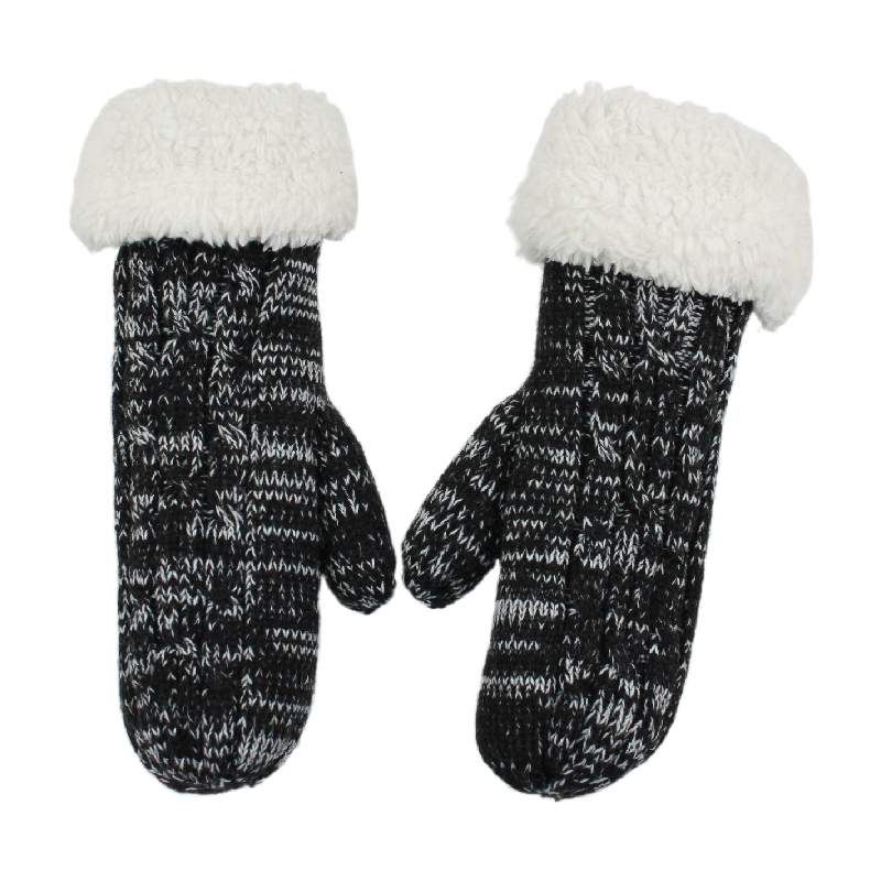 100% acrylic knitted gloves with fleece inside