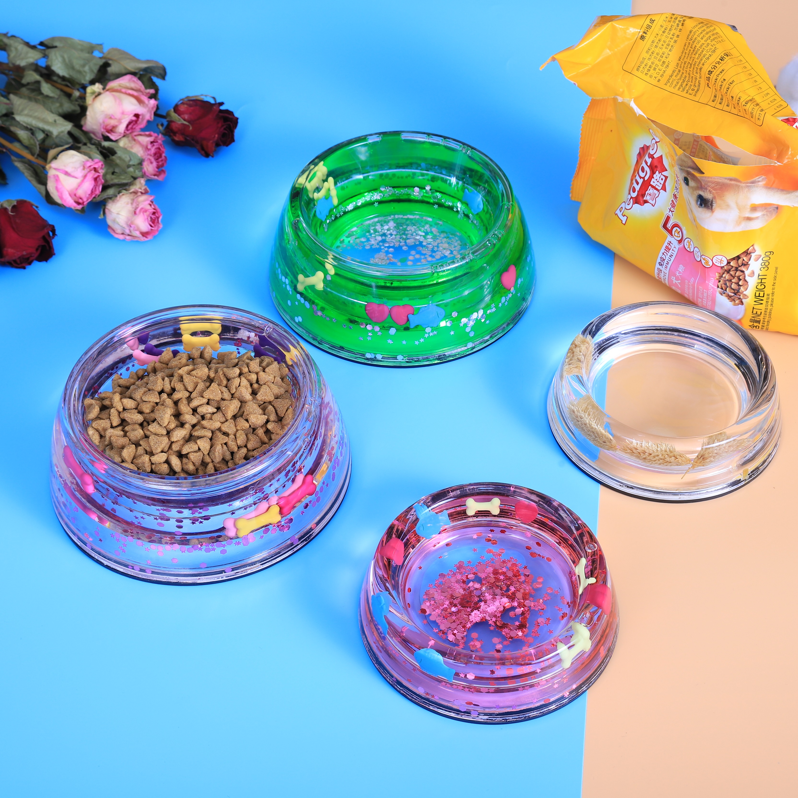 Novelty Acrylic Liquid Pet Bowl, Acrylic Bowl for Dog and Cat