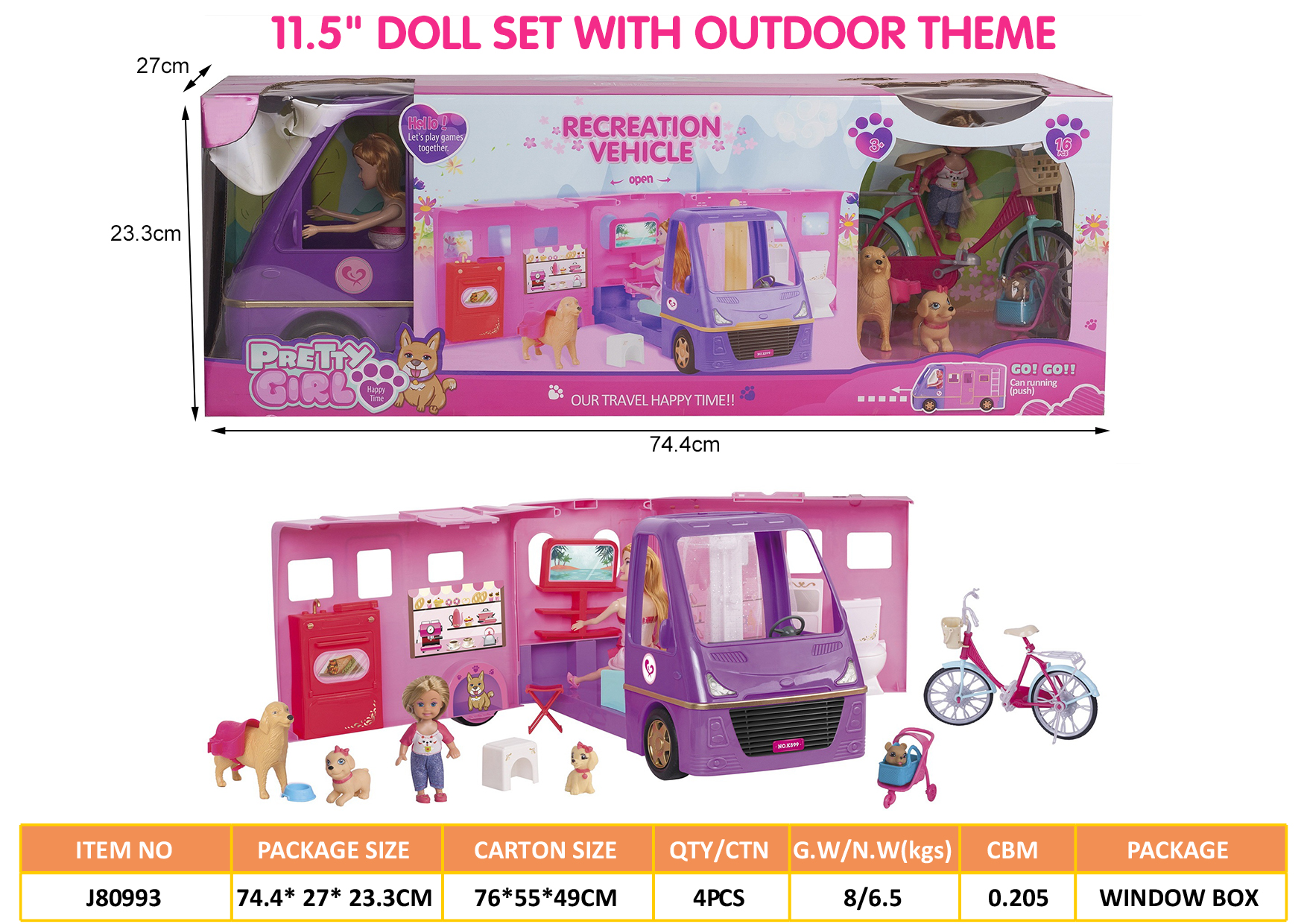 11.5" Doll Set with RV Set