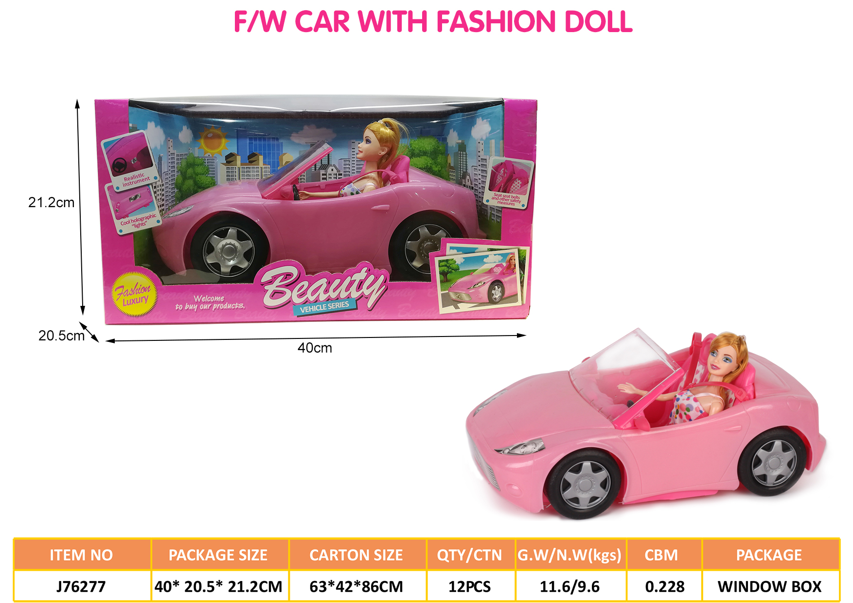 Fashion Doll with F/W Car