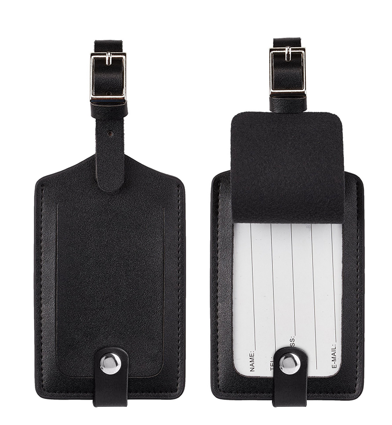 Business Gift Travel Bag ID Labels Suitcase Name Tag Custom Bulk PU Leather Luggage Tag with Snap