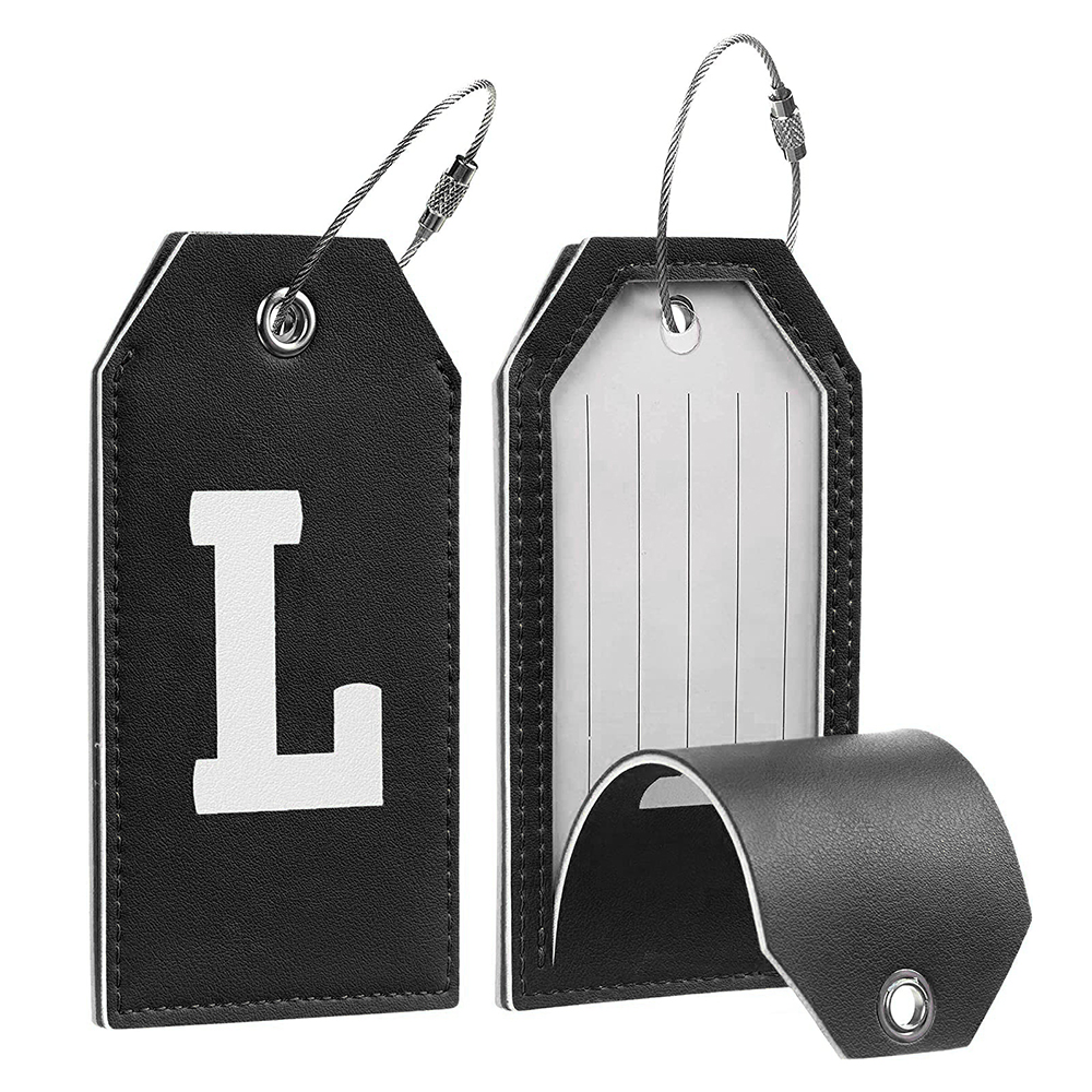 PU Leather Full Privacy Cover Airplane Travel Accessories Suitcase Bag Mame Tag Gift Set Luggage Tag