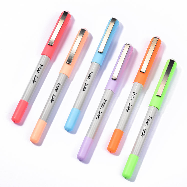 High capacity Plastic Personalised Erasable gel pen colorful ink barrel metal clip
