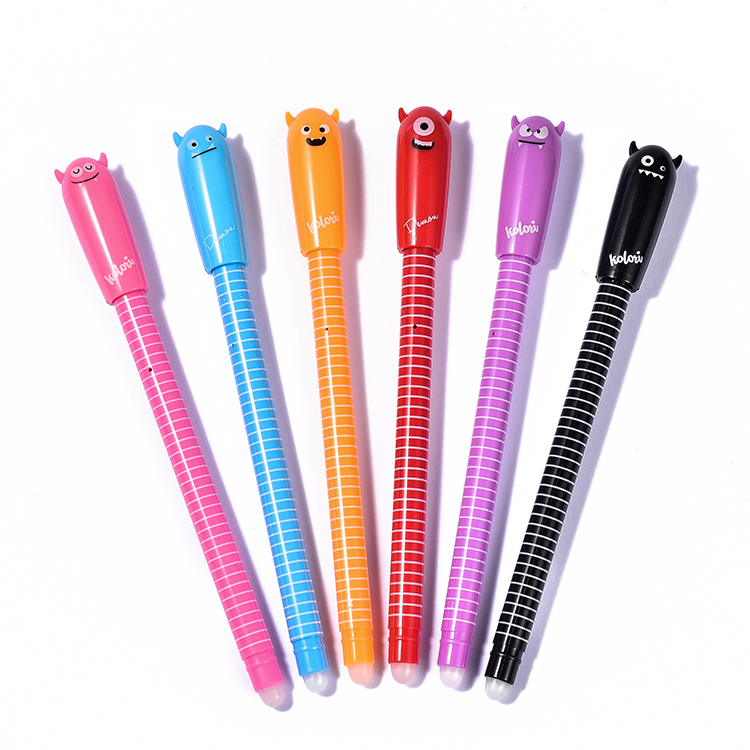 Custom heat erasable pen with Cute kawaii devil Design gel ink pen 0.5mm blue color ink